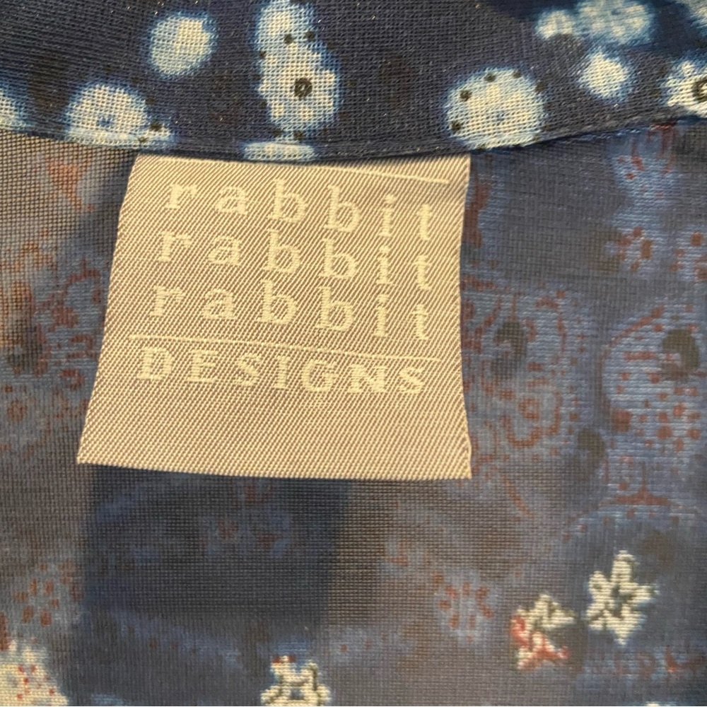 RABBIT | VINTAGE 90’s Semi Sheer Floral Duster Kimono Coverup Overshirt Size 16 - Picture 4 of 9